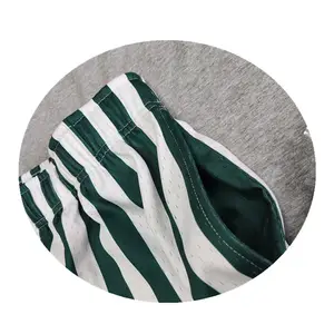 Custom Luxury Men Summer Shorts Sets Embroidery Green Stripe Shorts For Men