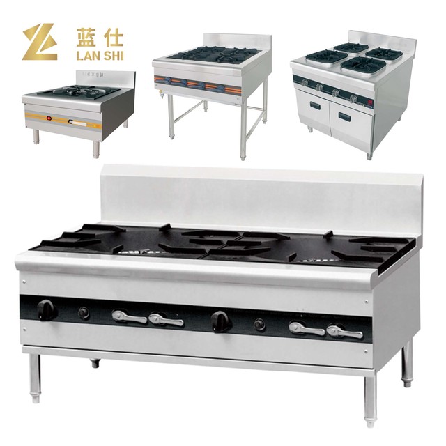 2026 Commercial Full Series Stainless Steel Eco-friendly Silver Free Standing 4/6 Burners Gas Range Stove with Oven