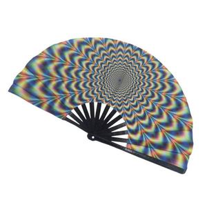 Guansen 13 Inch Bamboo Folding Hand in Custom Printed <b>Large</b> Rave <b>Fan</b> - Product Image 3