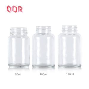 Bouteilles en verre rondes transparentes avec bouchon à vis en bambou, 80 ml, 100 ml, 120 ml, 150 ml, 200 ml, 250 ml, pour médicaments, pilules, vides - Product Image 3