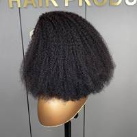 Perruques brésiliennes en cheveux humains de 10 à 20 pouces, 13x4, avec dentelle transparente, bouclées, noires naturelles, sans colle, effet mouillé, pour femmes, pré-plumées