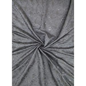 Triloki Black Sequin <b>Fabric</b> 44 Inch Metallic Abstract Pattern For Sari Apparel Poly Raw Silk <b>Medium</b> Weight - Product Image 1