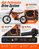 MD-2X 10000W Peak Elektrikli Arazi Motosikleti 72V 40Ah 95km/s Yüksek Hızlı Off Road E Motosiklet
