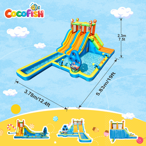 Castillo Inflable Cocofish con Tobogán Acuático, Casa de Brinco Oxford con Piscina y Pistolas de Agua - Parque Acuático <span class=keywords><strong>para</strong></span> Niños en el Patio Trasero - Product Image 2