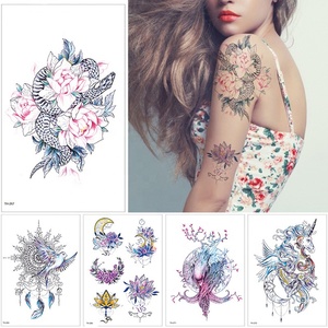 Farfalla artificiale su misura bellissimo fiore Sexy della parte bassa della schiena temporanea manica piena adesivo del tatuaggio per le signore - Product Image 3