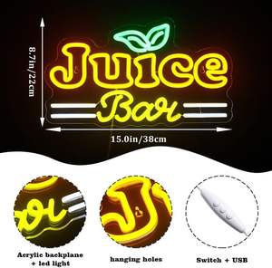 Succo Bar connettività USB LED insegna al Neon per Bar Juice Shop festa casa e camera da letto arredamento disponibile per la parete della stanza e la luce al Neon - Product Image 3