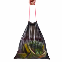 Sacs poubelles biodégradables noirs personnalisés avec logo imprimé en gros, rouleaux de sacs poubelles ménagers