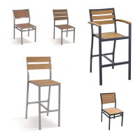 Chaise de salle à manger moderne en alliage d'aluminium et panneau PS WPC, imprimée en couleur, imperméable, antirouille, résistante aux intempéries, pour patio et jardin
