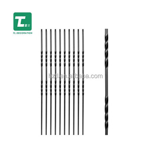 TL phong cách hiện đại 1/2 "<span class=keywords><strong>x</strong></span> 44" Matte Đen Đôi Xoắn sắt cầu thang lan can thẳng thanh lan can tay vịn cho sàn ngoài trời - Product Image 2