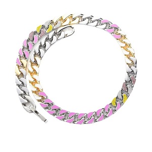 Miami Hip Hop Jewelry 12mm <span class=keywords><strong>Cadena</strong></span> cubana de acero inoxidable Collar de lujo para hombres con circón colorido Accesorios de calle urbana - Product Image 6