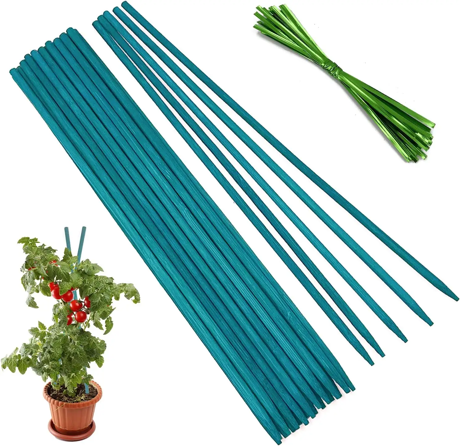 Garden Wood Stakes Green Bamboo Plant Support Stakes Flower/Orchid/Tomato Wooden Stakes For Gardening