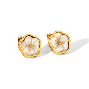 Juego de Joyería de Acero Inoxidable con Baño de Oro PVD y Flor de Madreperla para Mujer, Collar, <span class=keywords><strong>Pendientes</strong></span> y Pulsera para Uso Diario, Set de Regalo Opcional - Product Image 6