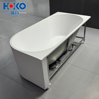 Baignoire autoportante en acrylique cannelée verticale HOKO, coin gauche et droit, avec trop-plein pour salle de bain intérieure, villa, hôtel
