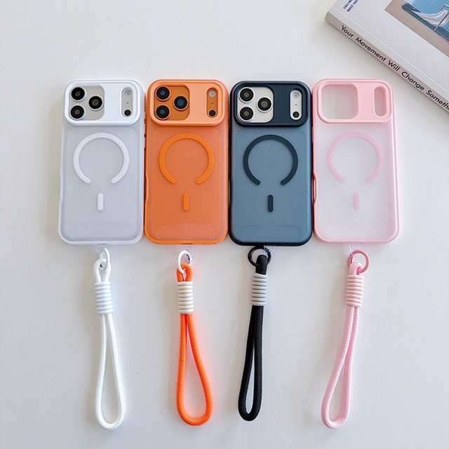 Shockproof Magnetic Phone Case with Wireless Charge & 360 Metal Ring Lanyard Protective Holder for 17 Pro Max 16