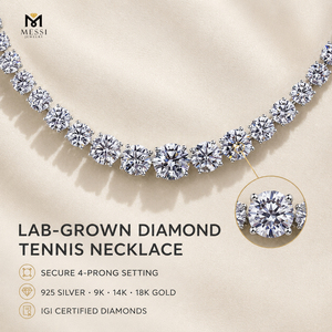 <span class=keywords><strong>Collana</strong></span> Tennis Messi Jewelry in Argento 925, <span class=keywords><strong>Oro</strong></span> 14K, <span class=keywords><strong>Oro</strong></span> <span class=keywords><strong>Bianco</strong></span> con Diamanti Personalizzati Creati in Laboratorio - Product Image 2