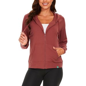 Sudadera con capucha de viscosa de bambú ligera con cremallera completa para mujer, con bolsillo, top informal de manga larga, ropa de dormir personalizada para mujer - Product Image 2