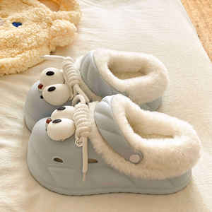 Evergreen Open Toe Half-<b>Slipper</b> for Women's Autumn/Winter <b>Thick</b>-<b>Soled</b> Double-Layer Wool Cotton Anti-Slippery <b>Slippers</b> - Product Image 6