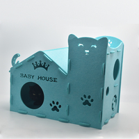 Épissure faite à la main en feutre chat grotte respirant pli plat feutre chat et chiot maison cachette confortable pour chats d'intérieur