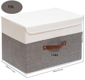 Hot Selling Simple Cotton Linen Splicing Foldable <b>Storage</b> <b>Box</b> Classic Rectangle Household Clothing Washable Easy Use 15L - Product Image 2