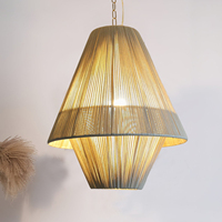 Lampe de table de restaurant rétro japonaise, luminaire suspendu créatif et silencieux en corde de chanvre et rotin pour maison et séjour