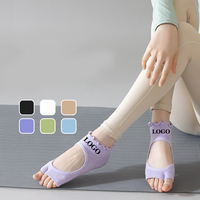 Chaussettes de sport professionnelles en coton de haute qualité pour femmes, antidérapantes, respirantes, à séchage rapide, à deux orteils, sans talon, pour Pilates et fitness, vente en gros