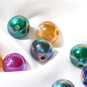 Nouveau produit créatif acrylique couleur unie foncée UV galvanoplastie Quicksand perles rondes en vrac bricolage perles de chaîne de téléphone portable - Product Image 3