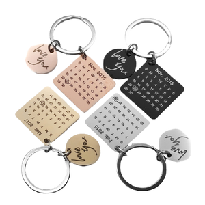 Wholesale Custom Metal Keychain Charm Memorial Day Calendar, Stainless Steel Waterproof Lightweight Key <b>Ring</b> - Product Image 1