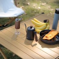 Vente en gros, léger, couleur de Grain de bois d'aluminium, Table de Camping de plage pliante