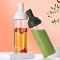 Bouteille en verre pour matcha froid avec logo personnalisé, vente en gros, 450 ml, 950 ml, avec manchon en silicone et infuseur