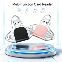 Adaptador USB 4 en 1 Portátil con Lector de Tarjetas, Universal para Tarjetas de Memoria SD y TF, para iPhone, Tablet, Cámara, Laptop, PC, Transferencia desde Escritorio