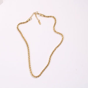 Collar de Cadena Brillante Chapado en Oro de 18K al por Mayor, Cadena Trenzada de Acero Inoxidable para Mujer - Product Image 2