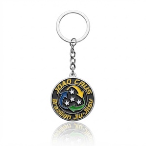 Porte-clés rond en émail doux personnalisé avec logo « <span class=keywords><strong>Joao</strong></span> Cruz Brazilian Jiu-Jitsu », en métal argenté, souvenir pour étudiants de BJJ, cadeau pour la salle de sport - Product Image 1