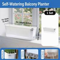 Jardinière rectangulaire moderne auto-arrosante avec corde en coton, pot de fleurs en plastique durable pour balcon, potager, jardin, pépinière