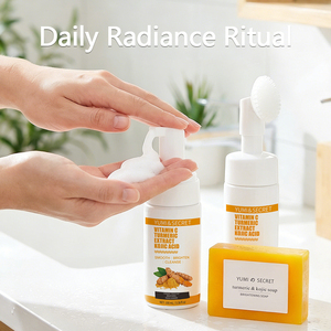 Jabón <span class=keywords><strong>Facial</strong></span> en Espuma Aclarante de Cúrcuma RTS <span class=keywords><strong>con</strong></span> Ácido Kójico y Vitamina C, Set de Cuidado <span class=keywords><strong>Facial</strong></span> Herbal Antienvejecimiento - Product Image 3