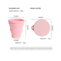 Mini tasse de voyage pliable en silicone de qualité alimentaire avec couvercle 190 ml sans BPA, compatible lave-vaisselle et micro-ondes, portable pour usage extérieur