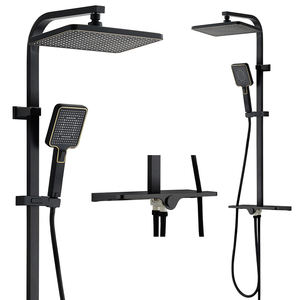 Juego de Columna de Ducha Ajustable con Cabezal de Lluvia, Montado en la Pared, de Acero Inoxidable, para Ahorro de Agua, para Baño - Product Image 1