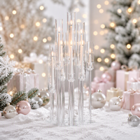 Candélabres transparents pour mariages, centres de table, décoration, 5 bras, 8 bras, candélabre en acrylique, porte-bougie LED, support de bougie