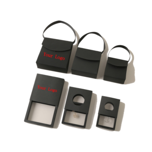Boîte de rangement transparente pour bijoux, collier, bague, boîte à tiroir en papier de luxe, emballage personnalisé avec film PE suspendu - Product Image 1