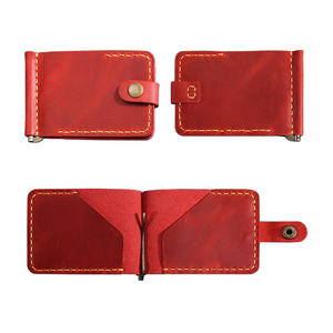 Genuine Crazy Horse Leather Minimalist Money Clip Wallet <b>Slim</b> Retro <b>Card</b> <b>Holder</b> Handmade - Product Image 5