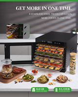 Voedsel-Dehydrator Machine 8 Roestvrijstalen Trays 700W Dehydrator Voor Vlees 24 Uur Timer Fruitdroger