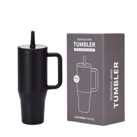 Gobelet isotherme en acier inoxydable avec logo personnalisé, anti-fuite, avec paille rabattable et poignée, pour café, 30oz 40oz, vente en gros