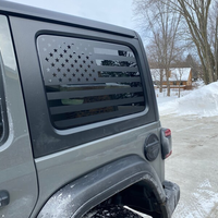 Autocollant de transfert vinyle noir mat personnalisé drapeau américain pour Jeep Wrangler JLU, autocollant de fenêtre de voiture étanche en gros