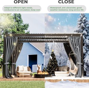 Pérgola de Aluminio con Techo de Láminas Ajustables e Impermeables para Patio y Jardín - Product Image 4