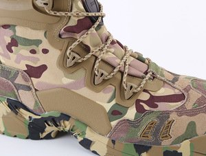 Maßgefertigte Herren Taktische Kampfstiefel, Schwarze Wasserdichte Leder-Delta-Knöchelschuhe, Tarnmuster Canvas Kletterschuhe für Outdoor-Wanderungen im Sommer - Product Image 4