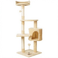 Arbre à chat de luxe multi-niveaux en gros avec poteaux à gratter en bois et en corde et condo en peluche pour chats d'intérieur