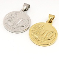 Collar de Lujo Clásico con Cadena de Eslabones de Acero Inoxidable y Colgante de Moneda de Oro de 27mm/20mm con Engaste de Garra, 12/5g, para Fiesta de Aniversario