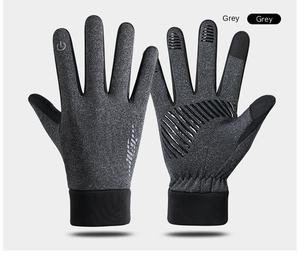 Sarung tangan kulit mendaki dan bersepeda, penutup gesper Anti selip layar sentuh hangat musim gugur dan dingin uniseks - Product Image 6