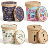 Solution d'emballage personnalisée OEM ODM pour desserts glacés durables, gobelet en papier jetable pour crème glacée avec couvercle en papier