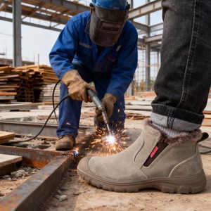Slip-On Heat-Resistant Welder Safety Shoes Steel Toe Breathable Impact-Resistant Puncture-Proof Insulating For Electricians - Product Image 1