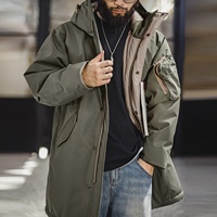 Veste Homme Maden M-51 Parka à Capuche Rétro Style Workwear avec Ourlet Queue de Poisson, Manteau en Duvet Grande Taille Longue Fermeture Éclair Hiver Chaud Prêt à Expédier